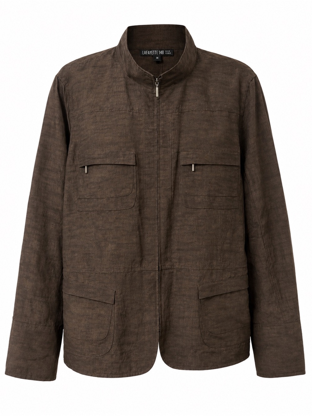 Lafayette 148 New York Chocolate Brown Linen-Cotton Field Jacket